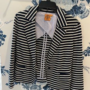 Tory Burch Kamilla Blazer Navy & Ivory Striped Nautical Blazer Large. Smoke free